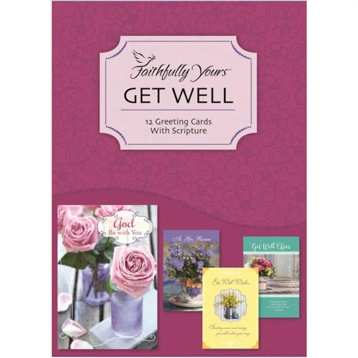 212 MAIN Christ-Centered Get Well Boxed Card Set - 4.5 x 6.5", Pack of 12 Assorted Cards with Floral Art & Scripture Quotes