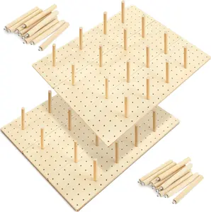 6 Pcs Wood Pegboard Drawer Organizer with 48 Pegs - Peg Drawer Organizers for Dishes & Food Containers