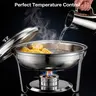 Garvee Round Professional Stainless Steel Chafing Dish 5QT Round Buffet Server & Warmer Rust Resistant Casserole Cooking Container 2 4 or 6 Pack Options