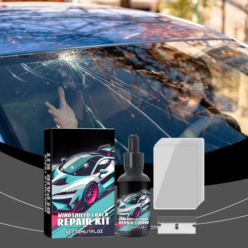 Windshield Crack Repair Kit with Nano Strong Bond Formula, Invisible Quick Fix Fluid, Quick Cure, UV Glue Layer, Easy Apply, No Drilling, Prevents Spreading, Restores Clarity, Summer Road Trip Car Care Tool 2026
