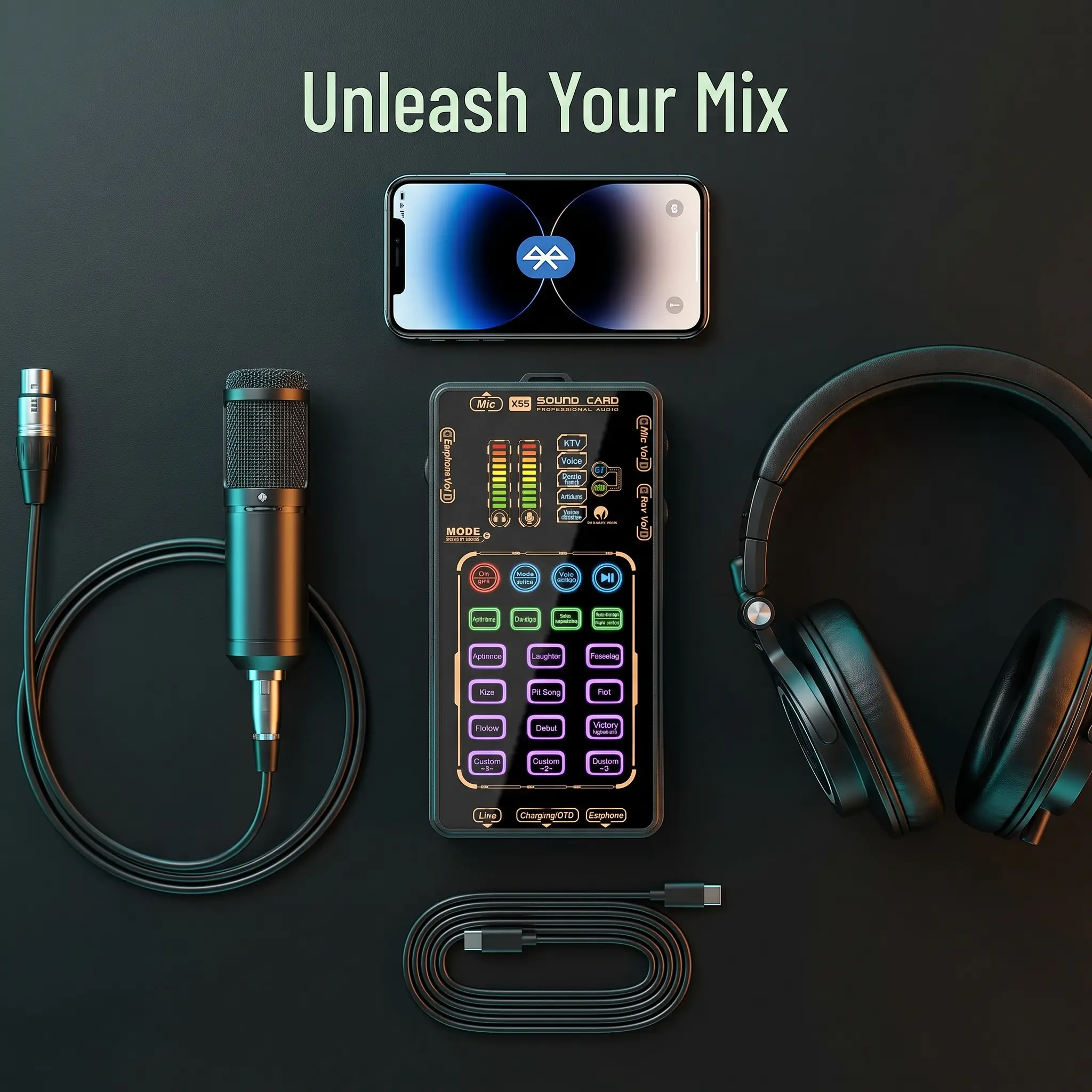 X55 Pro Digital Sound Card Kit - Compact Universal USB Audio Interface Device, Mini Amplifier, Computer Audio Mixer, Voice Changer for Streaming