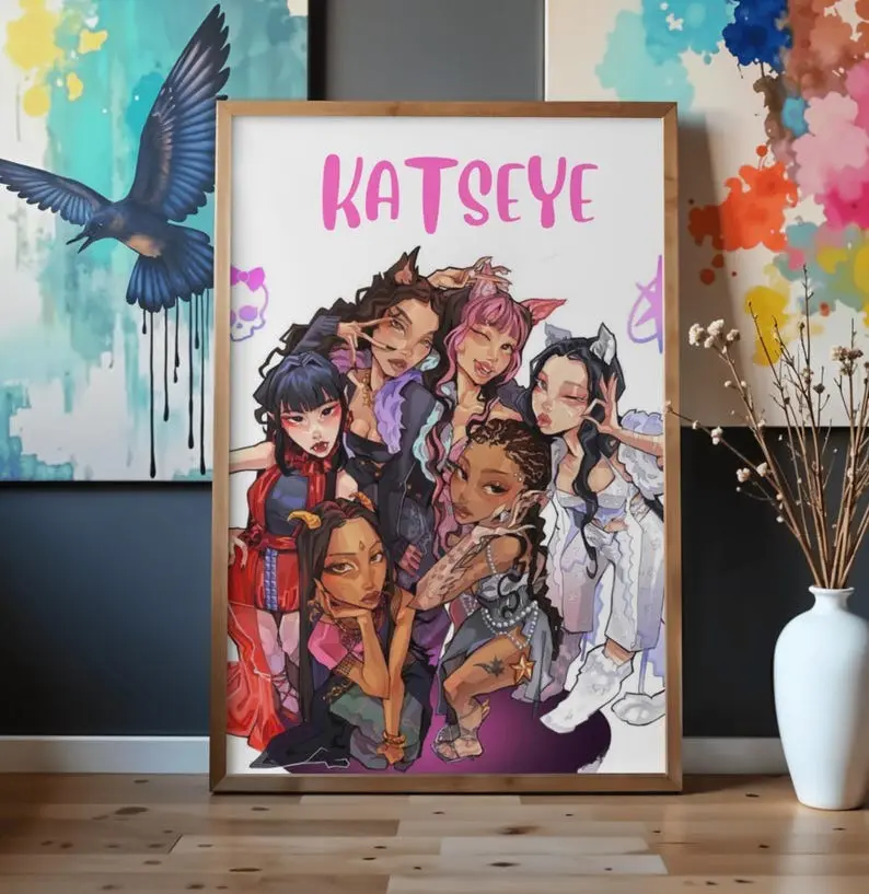 KATSEYE All Member Poster No Framed, Aesthetic KATSEYE Wall Art, K-Pop Fan Room Decor