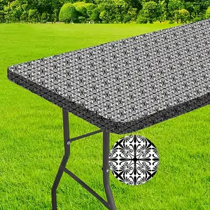 Outdoor Tablecloth, Washable Table Cover with Elastic Edge, Durable Tablecloth for Camping, Picnic and Garden Party