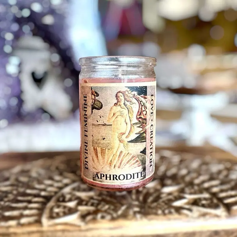 Aphrodite Candle Celestial Circle Handmade Ritual Goddess Beauty Love Confidence Intention Spell Candle for Divine Feminine