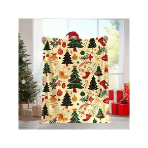 Cozy Christmas Blanket With Festive Trees & Stockings Design - Soft, Warm Flannel Throw For Naps, Camping, Travel, And Home Decor - Perfect Holiday Gift-30*40in