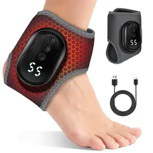 Electric Ankle Massager, Three Massage Modes, 5-Speed Hot Compress Function, Relieve Pain, Warm Compress Belt, Portable Design