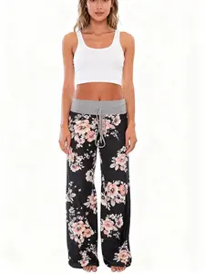 Spring/Summer/Autumn/Winter Women's Flower Printed Pants Casual Pants Loose Pants Home Pants Elastic Pants