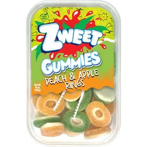 Gummy Peach and Apple Rings Candy | Zweet | 10 oz