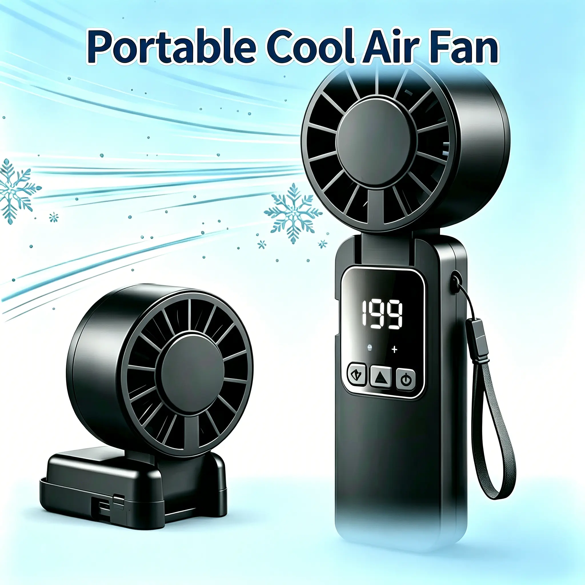 Rechargeable Handheld Multifunctional Neck Fan - Hands Free, Desktop-Use Home Appliance with High-Speed Turbo Cold Wind, LED Real-Time Battery Display, Type-C Fast Charging, Lightweight Compact Design for Hiking, Outdoor Travel, Rechargeable