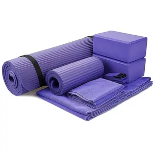 Go Yoga 7-Piece Set - Include Yoga Mat with Carrying Strap, 2 Yoga Blocks, Yoga Mat Towel, Yoga Hand Towel, Yoga Strap and Yoga Knee Pad