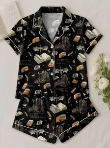 Bookish Castle Pajama Set, Cozy Book Lover Sleepwear, Romantasy Nightwear, Fantasy Pajamas Gift for Readers, BookTok Pajamas