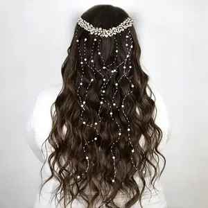1 Elegant Artificial Pearl Hair Comb With Exquisite Bead Tassel For Bride Wedding Dress Headwear Women Party Hair Accessories