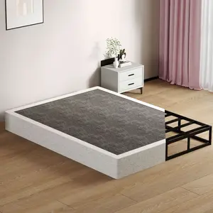 Luxurious 9-inch high premium metal bed box frame, wrapped in exquisite fabric with a removable design, easy to assemble, mattress not included, classic modern industrial style, available in selected sizes