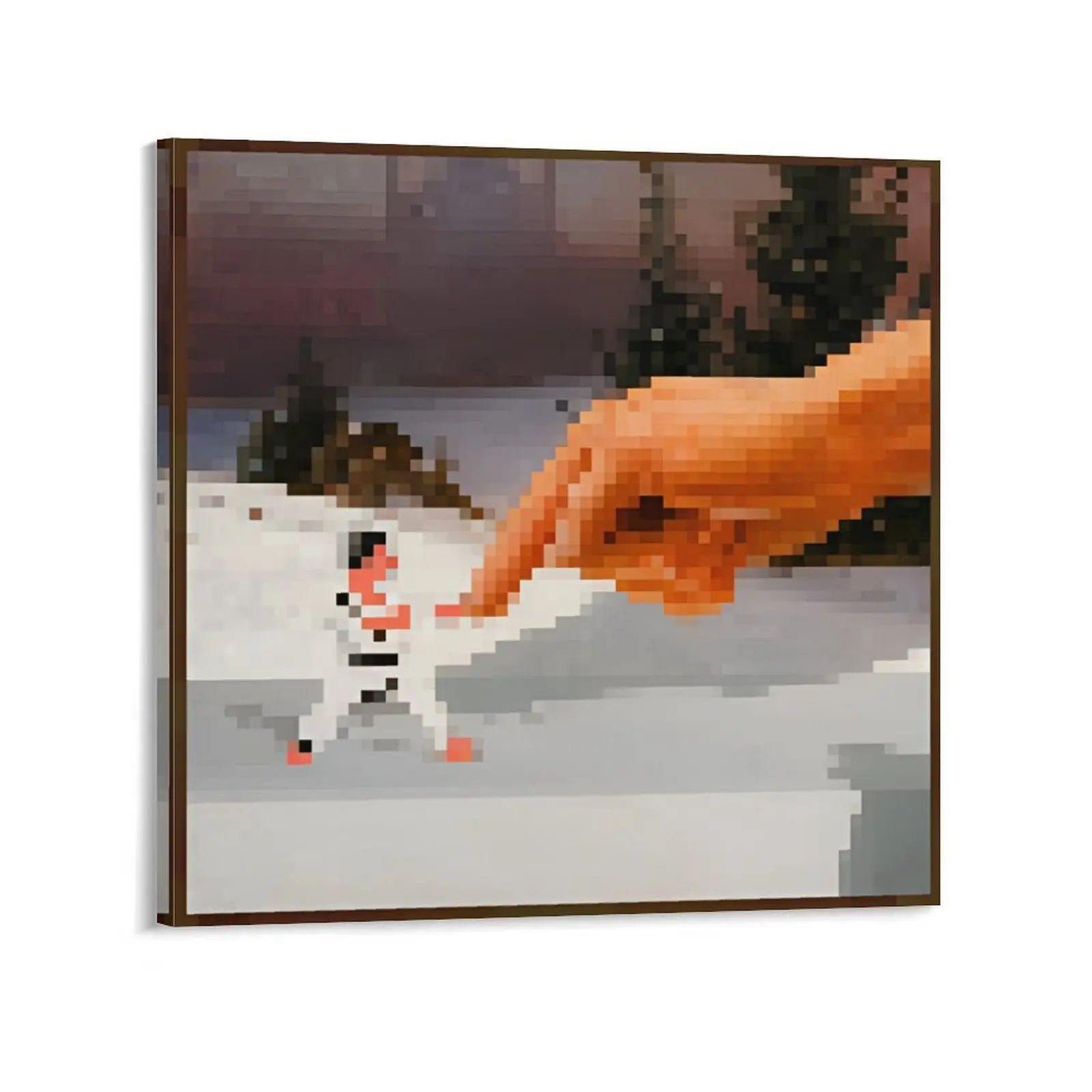 Minecraft 8-Bit Retro Games Frameless Canvas Print - 20"x20" Frameless Finish, Surrealism Arcade Pointer Wall Art, Geek Gamer Home Supplies for Hall, Modern Home Decor Poster
