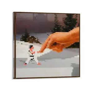 Minecraft Classical Retro 8-Bit Arcade Pointer Frameless Canvas Print, Decorative Wall Art with Modern Cool Design, Geeklike Graphic Novelty Gamer Home Decoration Poster