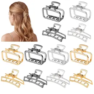 12 Pcs Small Claw Clips Metal Hair Clips, Gold Hair Accessories for Women Girls Thin Short Hair - Strong Hold Non-Slip Hair Barrettes Jaw Clamp (Gold, Black, Silver) alligator wavy