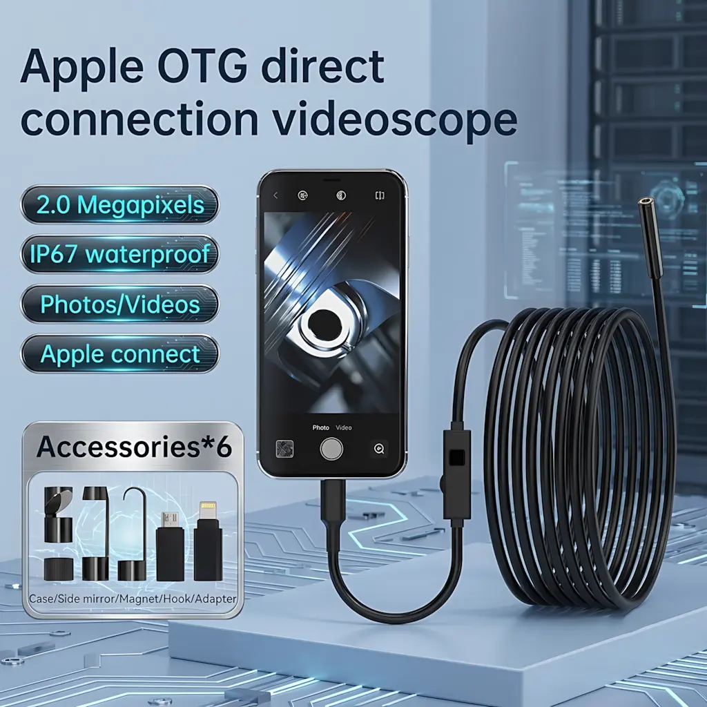 Endoscope Camera | 1920P HD Semi-Rigid Snake Multi-Function | IP67 Waterproof, 8 Adjustable Lights, 16.4ft Single Lens | Compatible with iOS & Android Industrial Endoscope | For Auto Repair, Electrician, Pipe Inspection & Appliance Maintenance