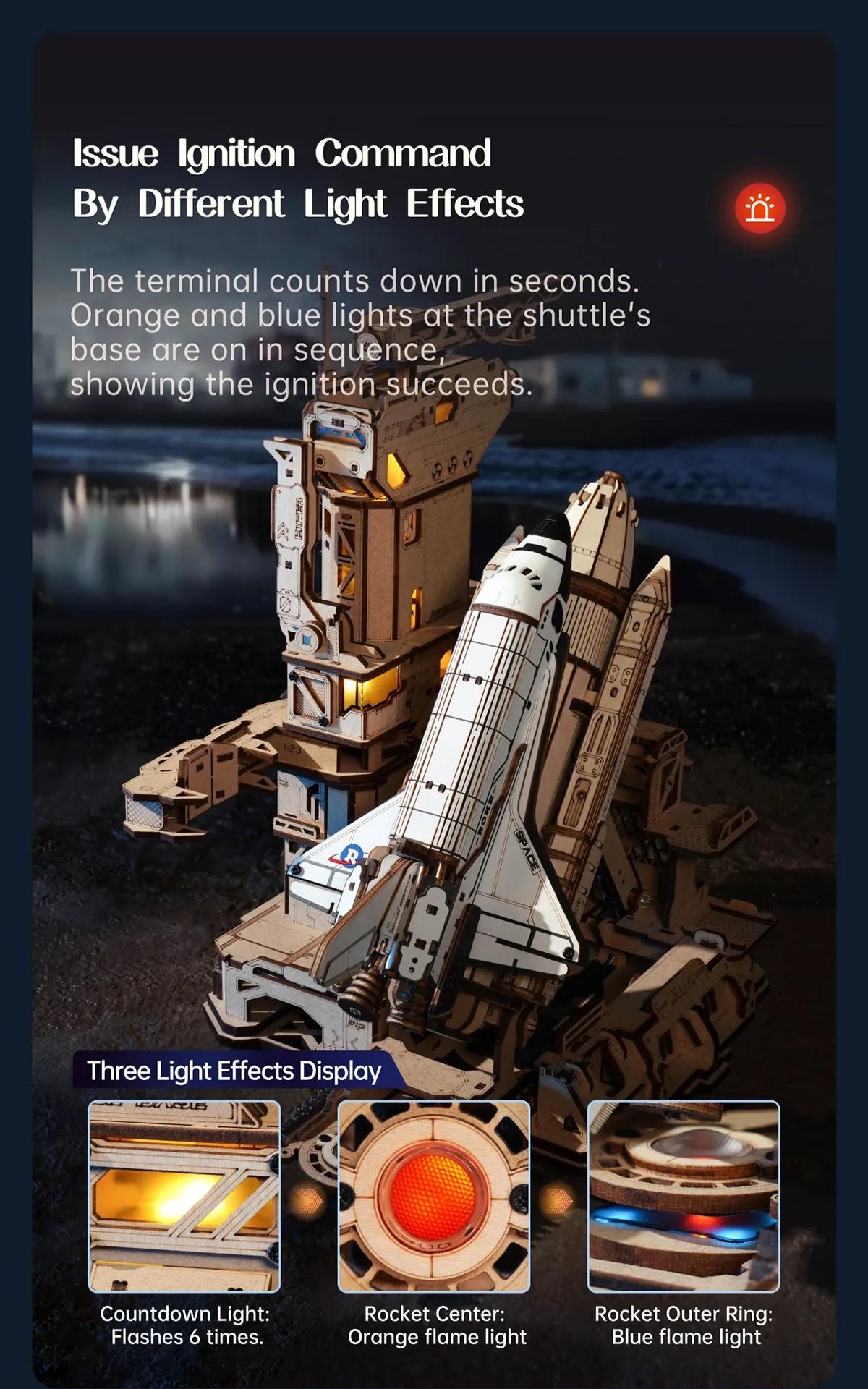 ROKR Space Shuttle LKA02 - Wooden 3D Puzzle Kit, Father's Day Gift Ideas