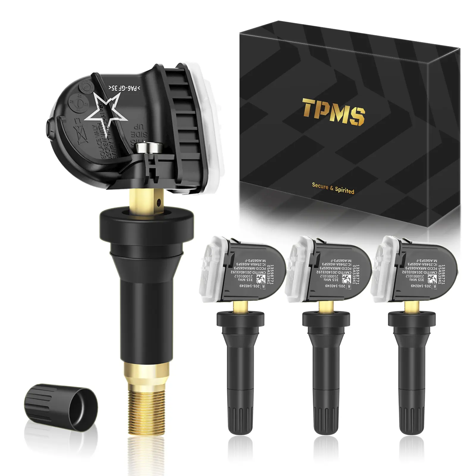 TPMS 315MHz Pre-Programmed Compatible withChevrolet Silverado(07-19)/Equinox(07-22)/Tahoe(07-19)/Traverse(09-17)Cadillac Escalade(07-20)GMC Yukon(07-20)/Sierra(07-19)/OE#13598771(Set of 4)