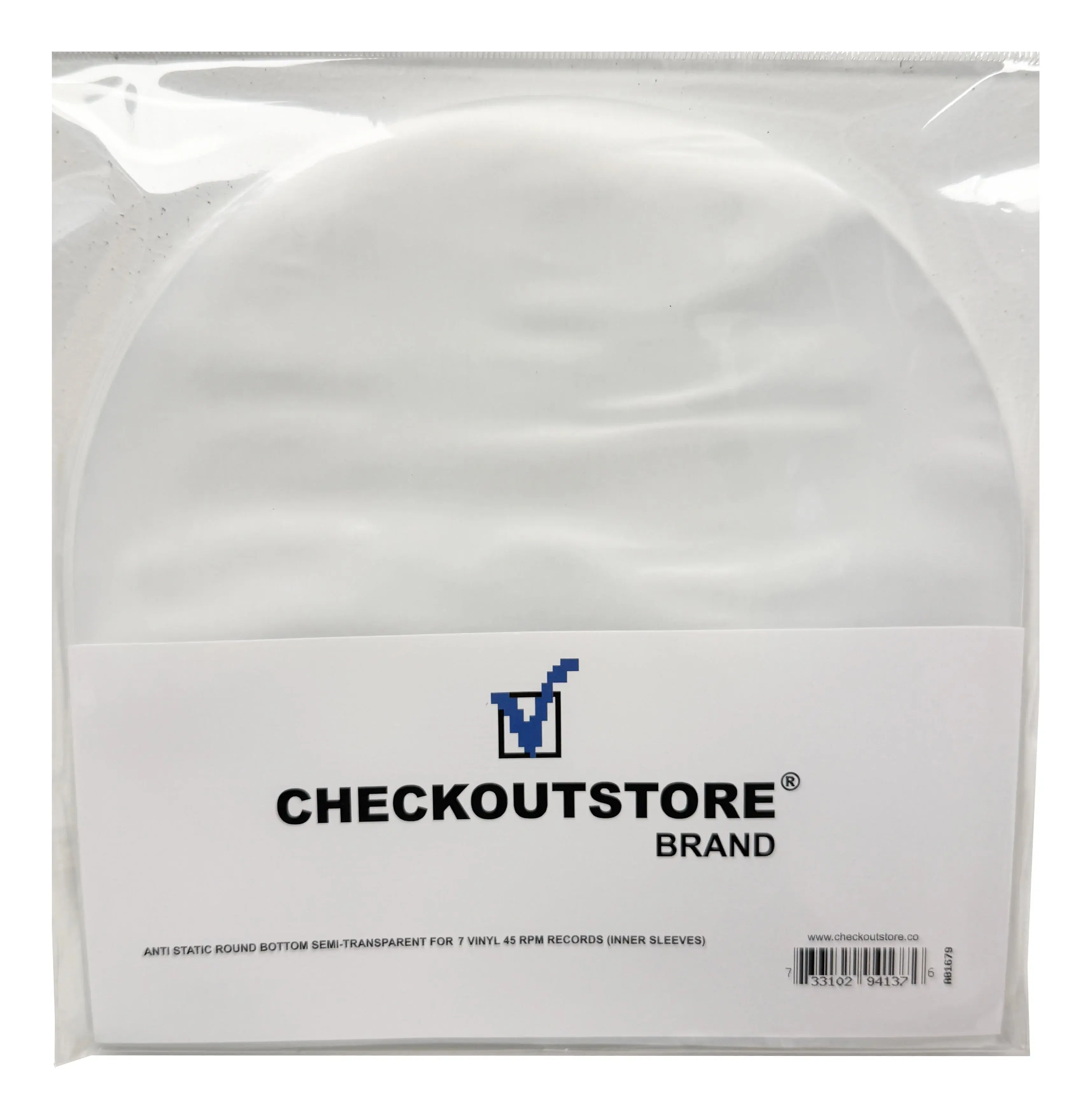 CheckOutStore Anti Static Round Bottom Semi-transparent for 7" Vinyl 45 RPM Records (Inner Sleeves)