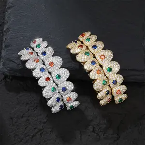 Luxurious Exaggerated Hip-hop Colored Braces Accessories Copper Inlaid Zircon Casual Fashion