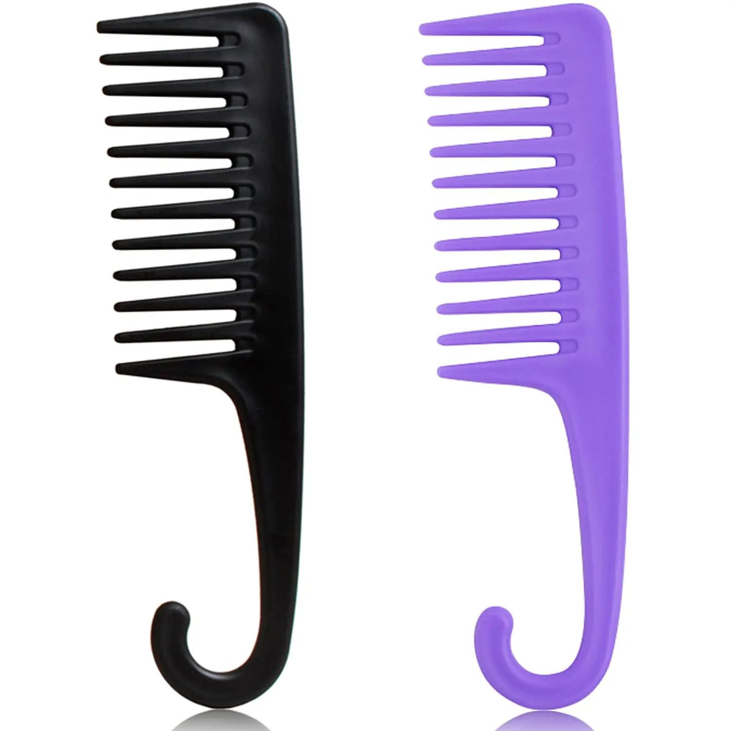 2PCS Large Wide Tooth Comb, Shower Combs with Hook for Wet Curly Hair
