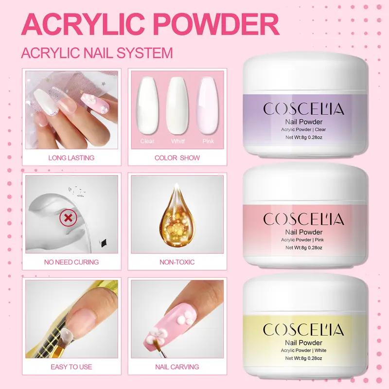 DLY Acrylic Nail Kit for Beginners with Drill, U V Light, Professional Acrylic Powder Glitter, Rhinestones, and Nail Starter Kit for Women