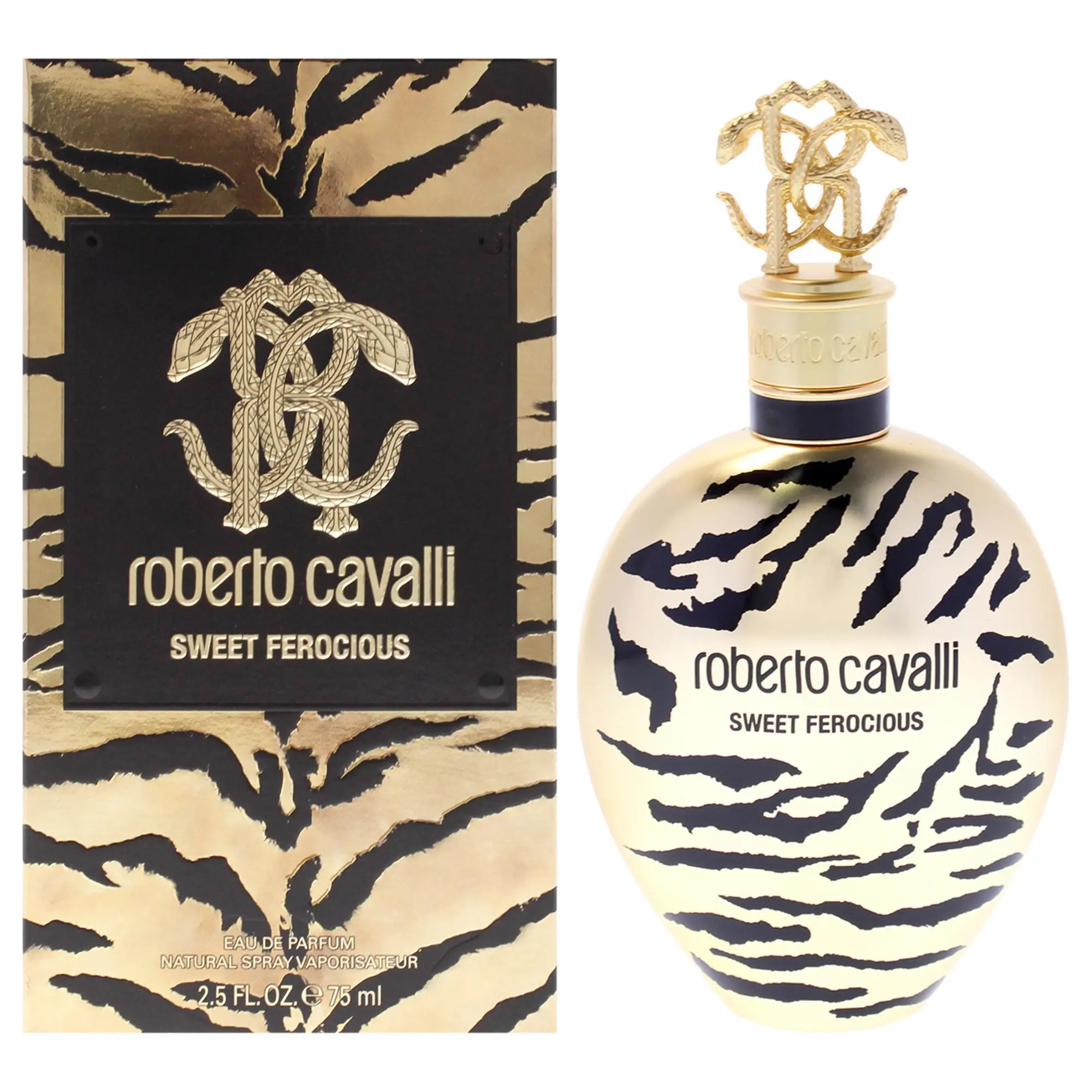 Sweet Ferocious by Roberto Cavalli Women's EDP Spray - 2.5 fl. oz. (75 ml), Tiger Stripes Box, Striking Tiger Stripe Design, for Personal Use