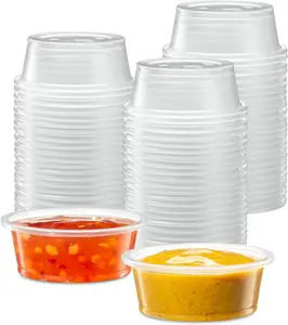Unicup [200Sets - 1.5Oz ] Jello Shot Cups, Small Plastic Containers with Lids, Airtight and Stackable Portion Cups,