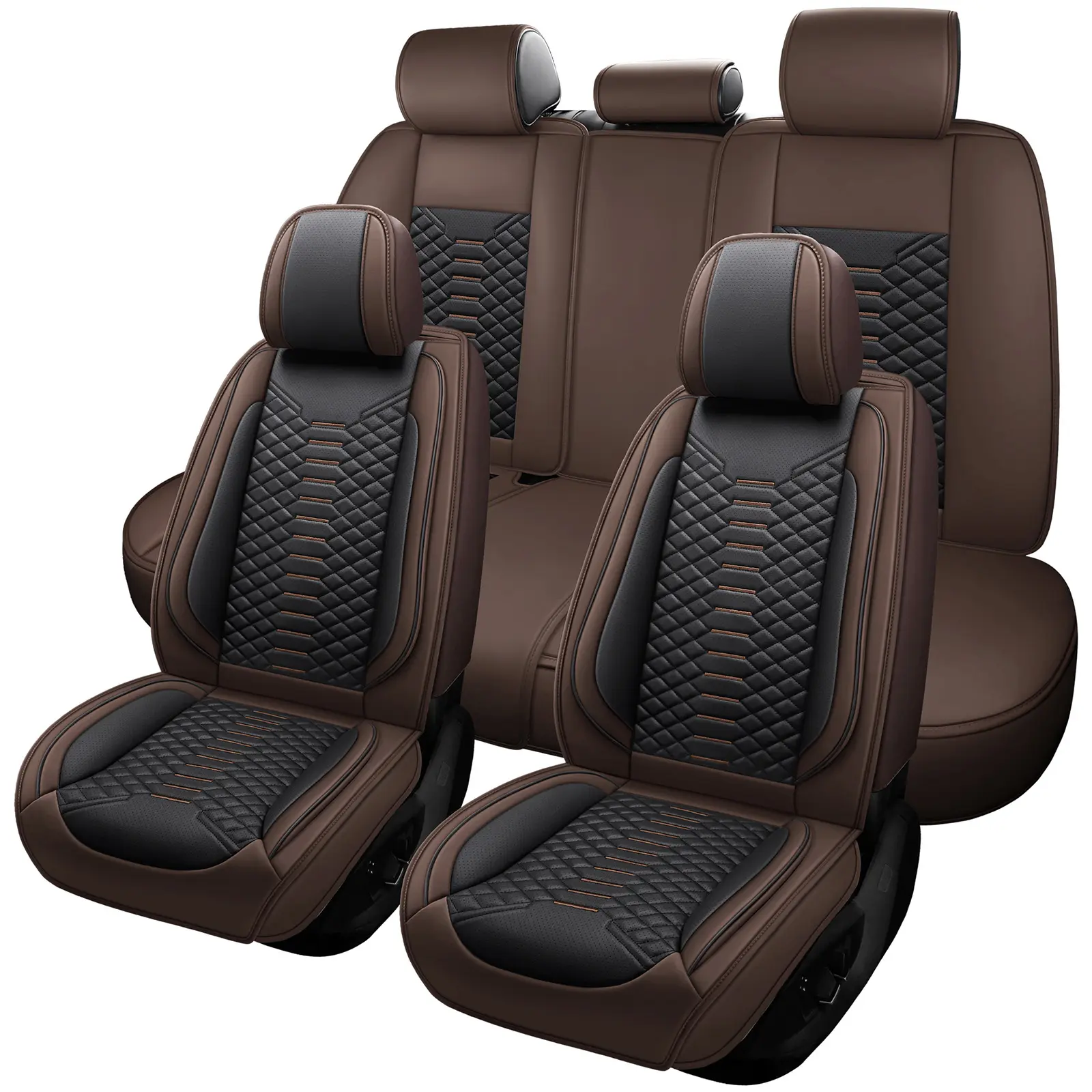 OTOEZ Premium Nappa PU Leather Car Seat Covers 5 Seats Full Set Waterproof Easy Install for Cars SUVs Full-Cover with Storage Bag, Car Cushion, Car Seat Accessories Automotive Upholstery