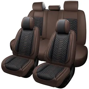 OTOEZ Premium Nappa PU Leather Car Seat Cover Set 5 Seats Full Set Waterproof Easy Install for Cars SUVs Full-Cover with Storage Bag