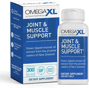OmegaXL Joint & Muscle Support Supplement - Natural Green Lipped Mussel Oil, 300 Soft Gel Pills, Drug-Free, Gluten-Free, Dairy-Free, Edible Dietary Supplement for Healthcare & Fitness