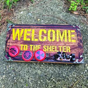 Hand-Painted Fallout "Welcome to the Shelter" Wood Sign - Magnetic Fridge Decor with Removable Bottle Caps & Bonus Stickers