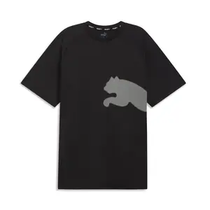 PUMA Mens Train All Day Cat Crew Neck Short Sleeve Athletic Training Casual Tops Casual - Black