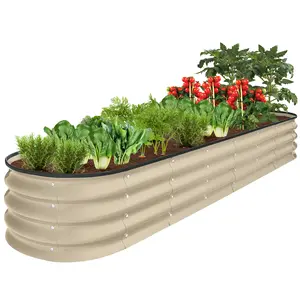 Best Choice Products 8x2x1ft Outdoor Metal Raised Oval Garden Bed, Planter Box for Vegetables, Flowers