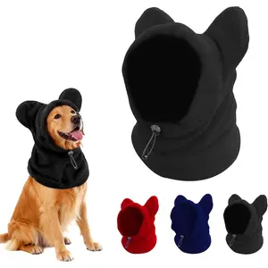 Dog Snood Winter Hood with Ear Protection Fleece Neck Warmer for Dogs (Black, Small)