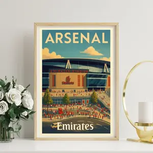[Sale Up To 40%] [Unframed Poster] Arsenal Emirates Stadium Poster, Vintage Football Wall Art, Retro Premier League Print