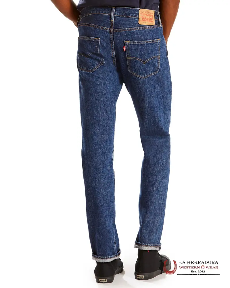 LEVI'S MENS 501 Straight Leg Jeans Denim Boot Cut Classic Menswear Pants Mid Waist Below the Ankle All Seasons Original Blue Plain Pocket Trouser
