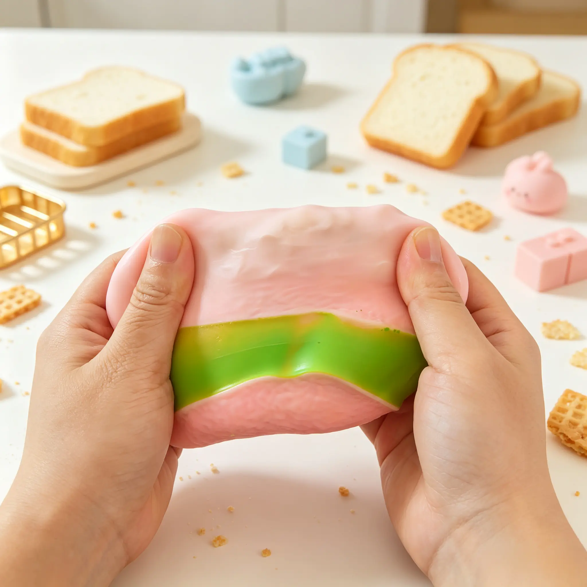 [Slight Crunchy Toast Squishy] ASMR Handmade Bread Squishies DIY Stress Relief Fidget Toys