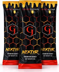 Grande Johnson - Nektyr - Organic Premium Natural Pure Honey with Jelly Bee Pollen - 15g (3 Count)