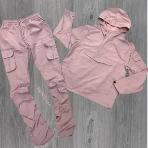 Rebel - NYLON Stacked & Anorak Pullover Jacket - SET - DUSTY PINK   - 522422
