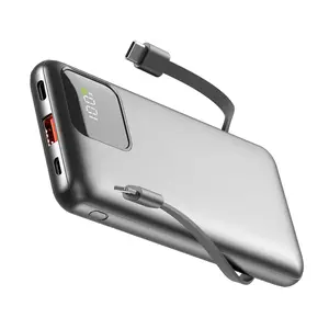 Portable Charger with Built-in Cables, 10000mAh Slim Travel Battery Pack for iPhone Samsung | 22.5W Fast Charging, 4-Port Power Bank with USB-C PD for Phones and Tablets