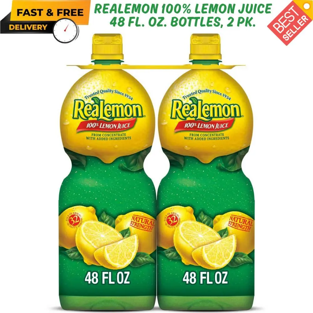 ReaLemon 100% Lemon Juice, 48 fl. oz. bottles, 2 pack, Fresh, New, FREE SHIPPING