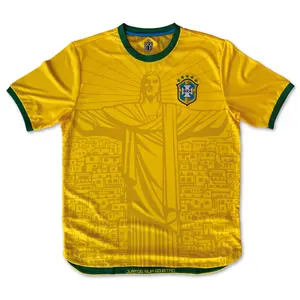 Premium Brasil Jesus Heritage Yellow Color Soccer Jersey 2026 For Fans, Soccer Jersey For Couple Matching, Streetwear Soccer Jersey Vintage , Perfect Gifts, Sports Top, Gym Athletic Clothes