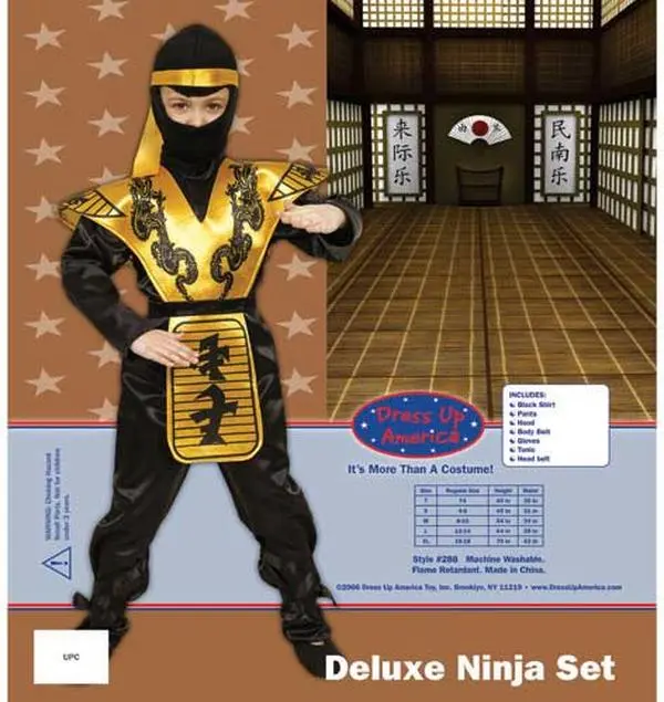 212 MAIN Men's Deluxe Ninja Costume Set, X-Large (16-18) - Polyester Clothes Including Shirt, Pants, Belt, Tunic