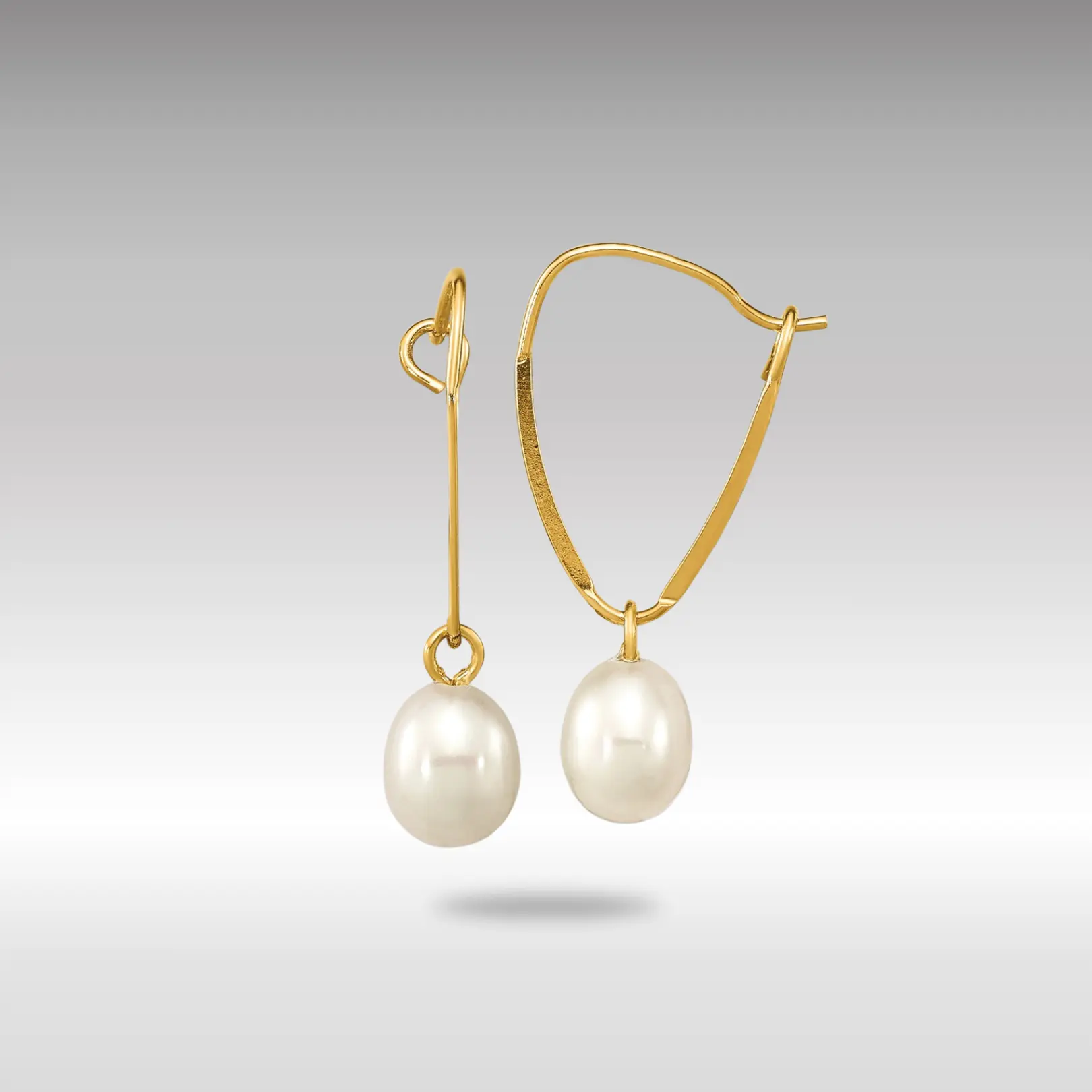 14K Gold Madi K 6-7mm Rice White FWC Pearl Dangle Earrings - Model SE3045