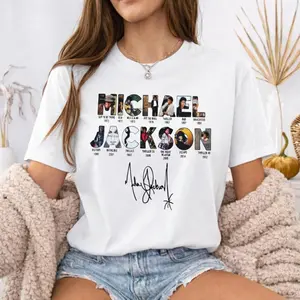 [SALE UP TO 50%] Men's Unisex Oversized Cotton Michael Jackson 90s Retro Prints Short-Sleeve T-Shirt, Vintage Music Icon Graphic Tee, Casual Comfortable Streetwear Outfit
