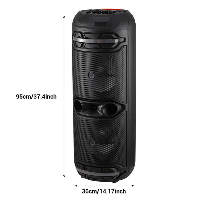Powerful Bluetooth Party Speaker Dual 12" Woofer Portable Rechargeable Stereo Wireless Speaker With LED Lights FM Radio Wireless Microphone Karaoke Machine Audio