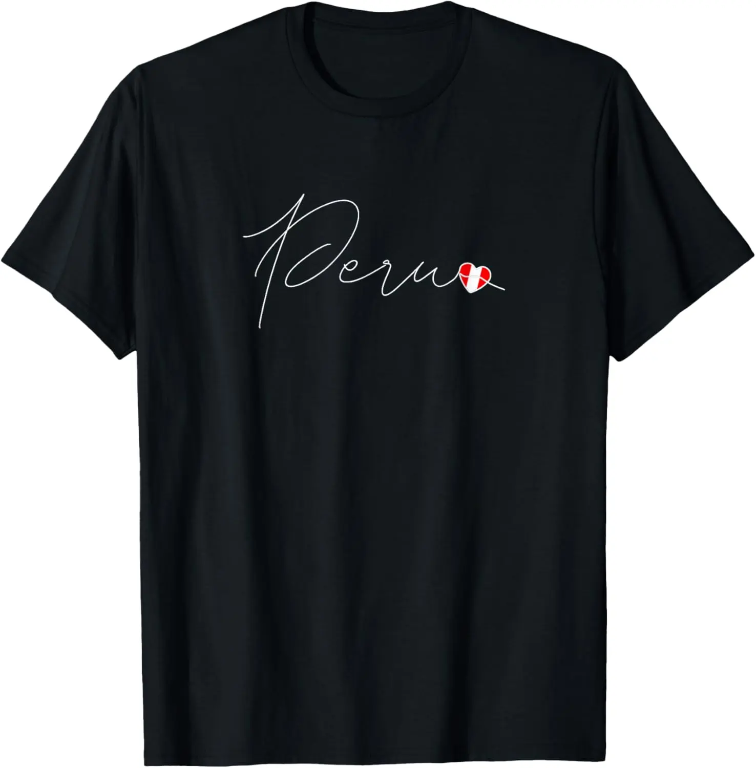 Women's 100% Cotton Round Neck Tshirt - Casual Vintage Distressed Streetwear Top, Perú Flag Heart Graphic Peruvian-Inspired Statement Everyday Style