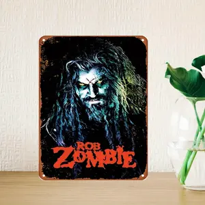 Rob Zombie Artistic Retro Iron Plate Print, 8x12 in Vintage Metal Sign Poster, Iron Wall Decoration for Bar, Home
